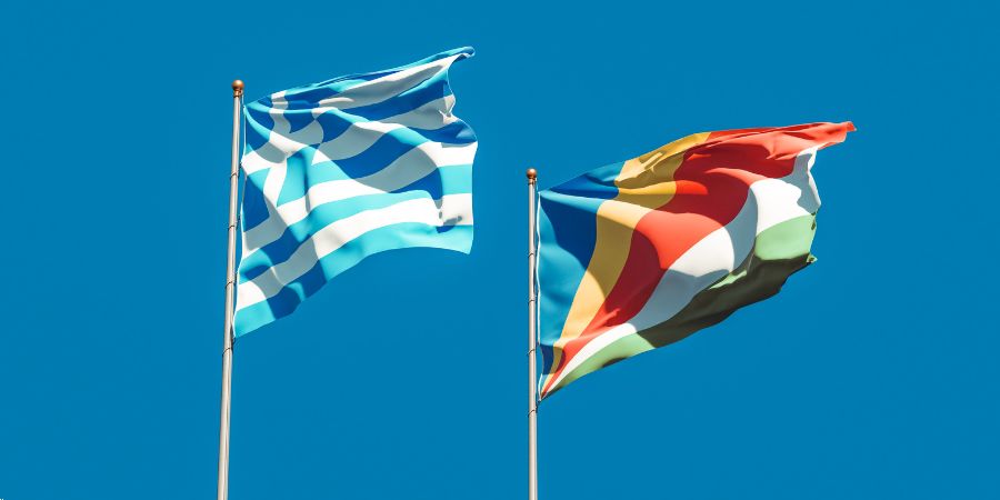 Blue and White Flags